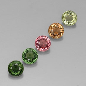 Gemas de turmalina multicolor natural de  ct, corte redondo, VVS-VS
