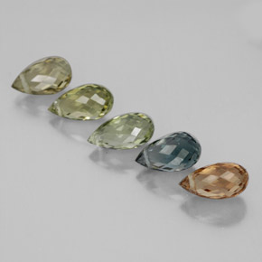 Gemas de turmalina multicolor natural de 3,65 ct, briolette, VS