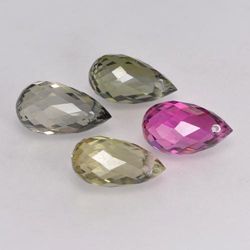 Gemas de turmalina multicolor natural de 2,95 ct, briolette, VS