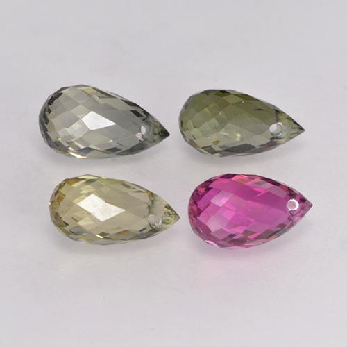Gemas de turmalina multicolor natural de 2,95 ct, briolette, VS