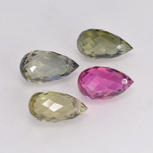 Gemas de turmalina multicolor natural de 2,95 ct, briolette, VS
