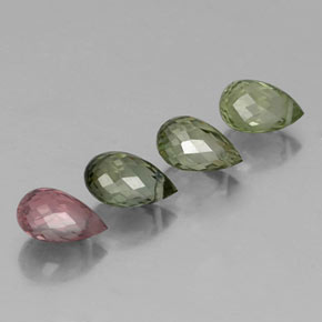 Gemas de turmalina multicolor natural de 2,84 ct, briolette, VS