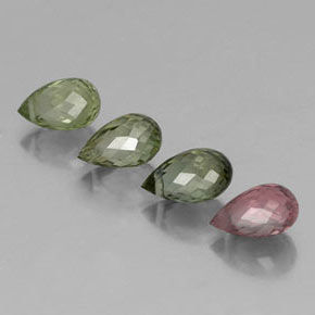 Gemas de turmalina multicolor natural de 2,84 ct, briolette, VS