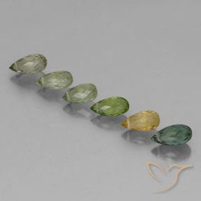 Gemas de Turmalina Multicolor natural de 2.76 ct, Corte Briolette, VS