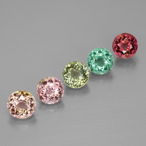 Gemas de turmalina multicolor natural de  ct, corte redondo, VVS