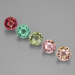 Gemas de turmalina multicolor natural de  ct, corte redondo, VVS