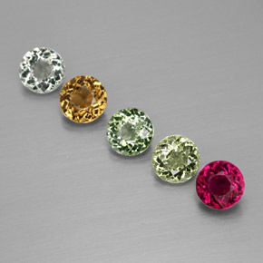 Gemas de turmalina multicolor natural de  ct, corte redondo, VVS