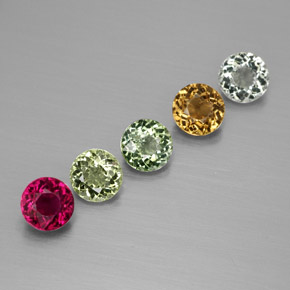 Gemas de turmalina multicolor natural de  ct, corte redondo, VVS