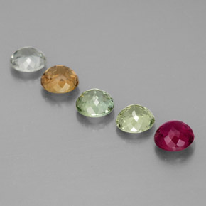 Gemas de turmalina multicolor natural de  ct, corte redondo, VVS