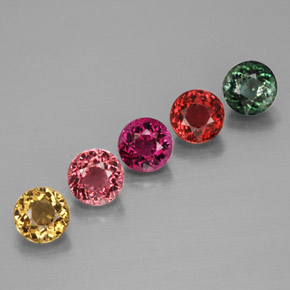 Gemas de turmalina multicolor natural de  ct, corte redondo, VVS