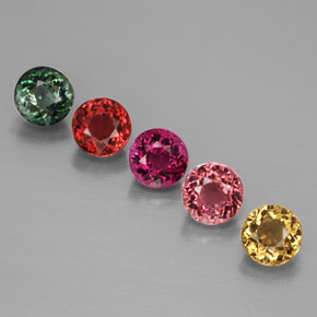 Gemas de turmalina multicolor natural de  ct, corte redondo, VVS