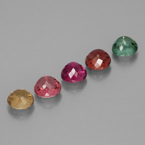Gemas de turmalina multicolor natural de  ct, corte redondo, VVS