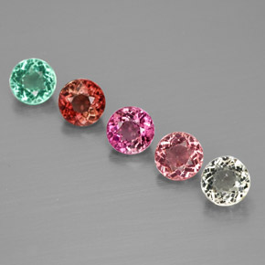 Gemas de turmalina multicolor natural de  ct, corte redondo, VVS