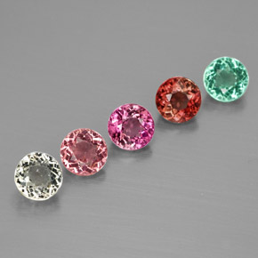 Gemas de turmalina multicolor natural de  ct, corte redondo, VVS