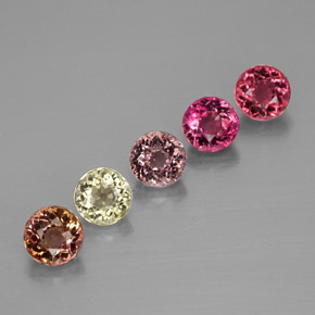 Gemas de turmalina multicolor natural de  ct, corte redondo, VVS