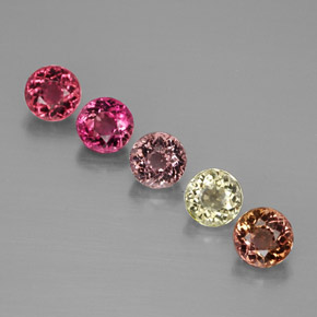 Gemas de turmalina multicolor natural de  ct, corte redondo, VVS