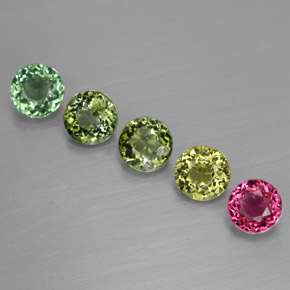 Gemas de turmalina multicolor natural de  ct, corte redondo, VVS