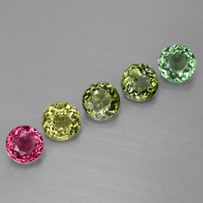 Gemas de turmalina multicolor natural de  ct, corte redondo, VVS