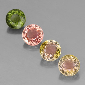 Gemas de turmalina multicolor natural de  ct, corte redondo, VVS