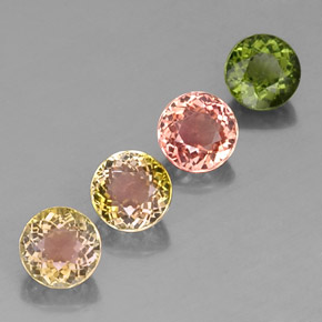 Gemas de turmalina multicolor natural de  ct, corte redondo, VVS