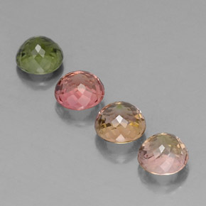 Gemas de turmalina multicolor natural de  ct, corte redondo, VVS