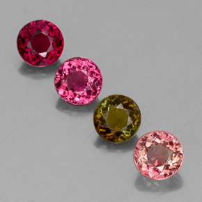 Gemas de turmalina multicolor natural de  ct, corte redondo, VVS
