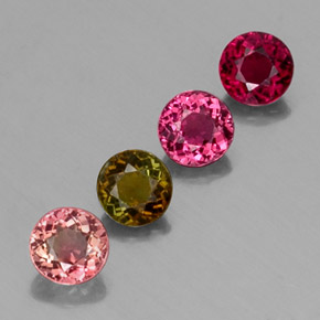 Gemas de turmalina multicolor natural de  ct, corte redondo, VVS