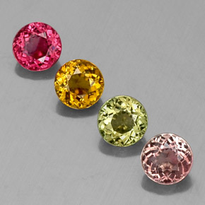 Gemas de turmalina multicolor natural de  ct, corte redondo, VS