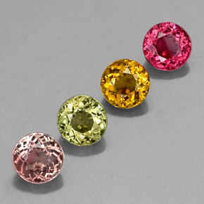 Gemas de turmalina multicolor natural de  ct, corte redondo, VS