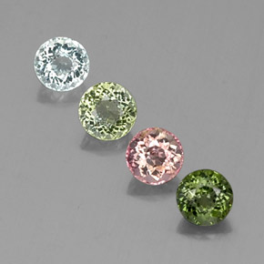 Gemas de turmalina multicolor natural de  ct, corte redondo, VVS