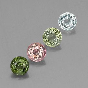 Gemas de turmalina multicolor natural de  ct, corte redondo, VVS
