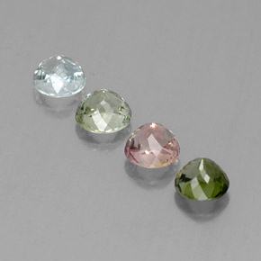 Gemas de turmalina multicolor natural de  ct, corte redondo, VVS