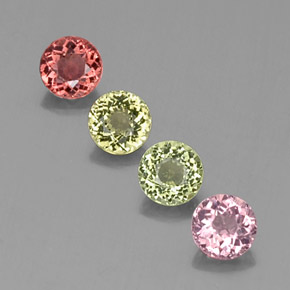 Gemas de turmalina multicolor natural de  ct, corte redondo, VVS