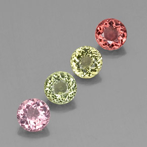 Gemas de turmalina multicolor natural de  ct, corte redondo, VVS
