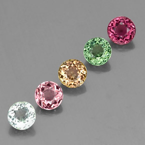 Gemas de turmalina multicolor natural de  ct, corte redondo, VVS