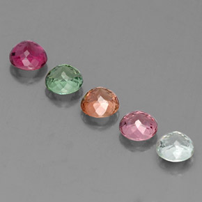 Gemas de turmalina multicolor natural de  ct, corte redondo, VVS