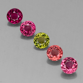 Gemas de turmalina multicolor natural de  ct, corte redondo, VVS