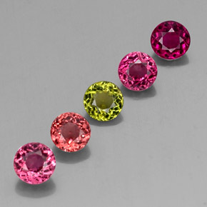 Gemas de turmalina multicolor natural de  ct, corte redondo, VVS