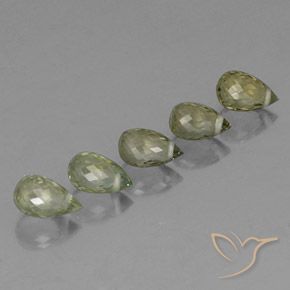 Gemas de Turmalina Verde bosque claro natural de 2.18 ct, Corte Briolette, VS