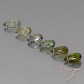 Gemas de Turmalina Verde medio natural de 3.37 ct, Corte Briolette, VS-SI