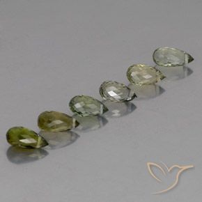 Gemas de Turmalina Verde medio natural de 3.37 ct, Corte Briolette, VS-SI