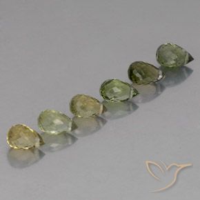 Gemas de Turmalina Verde bosque claro natural de 3.78 ct, Corte Briolette, VS-SI