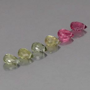 Gemas de turmalina multicolor natural de  ct, briolette, VS