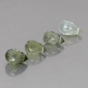Gemas de turmalina verde bosque claro natural de 2,25 ct, briolette, VS