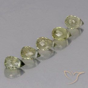 Gemas de Turmalina Verde amarillento natural de 2.01 ct, Corte Briolette, VS