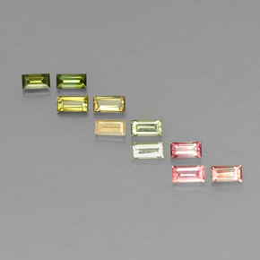 Gemas de turmalina multicolor natural de  ct, baguette, VS