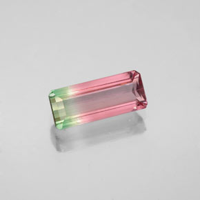 Turmalina multicolor natural de 1,09 ct, corte esmeralda, VS