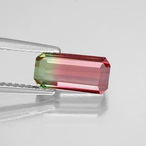 Turmalina multicolor natural de 1,75 ct, corte esmeralda, VS