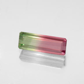 Turmalina bicolor natural de 0,99 ct, corte esmeralda, VS-SI