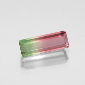 Turmalina bicolor natural de 0,99 ct, corte esmeralda, VS-SI